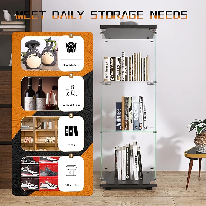 Beauty4U One-Door Glass Display Cabinet, Collection Display, Quick Installation