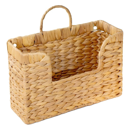 Magazine Holder Wall Basket Water Hyacinth Woven Mail Organizer, Wicker Wall Hanging Baskets for Magazines, Letters & Storage Decorative Mail Holder, Magazine Rack, Hanging Basket 11.8x4.3x7.9 Inch