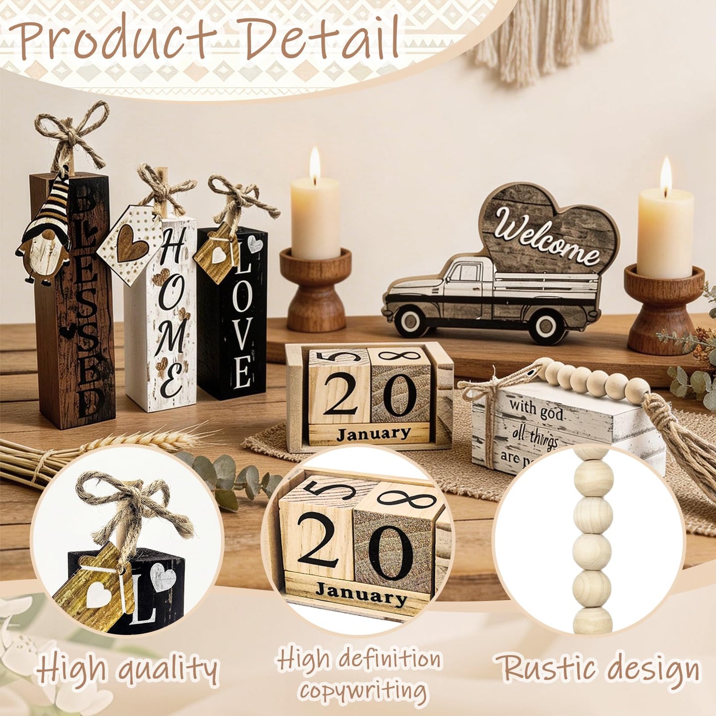10 Pcs S Double Sided Farmhouse Table Decor Wooden Rustic, Our Home Our Story Life Wooden Book Stack Decor, Home Sweet Home Stacked Blocks Sign for Kitchen Shelf Coffee Table