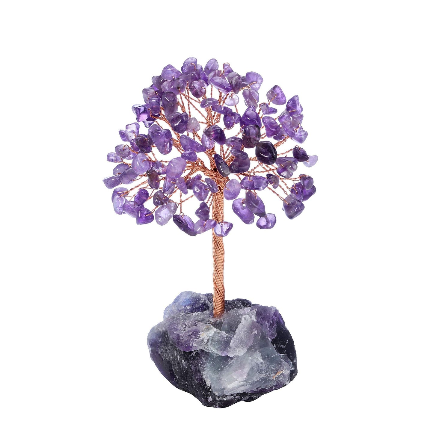 Jovivi Natural Amethyst Crystal Tree, Raw Healing Crystals Fluorite Base Bonsai Money Tree for Home Office Table Decor Wealth and Luck