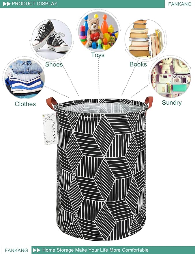 FANKANG Storage Basket, Nursery Hamper Canvas Laundry Basket Foldable
