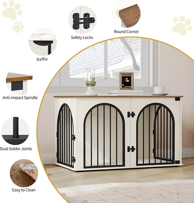 39.4" Wooden Dog Crate Furniture, Indoor Dog Kennel Dogs Cage