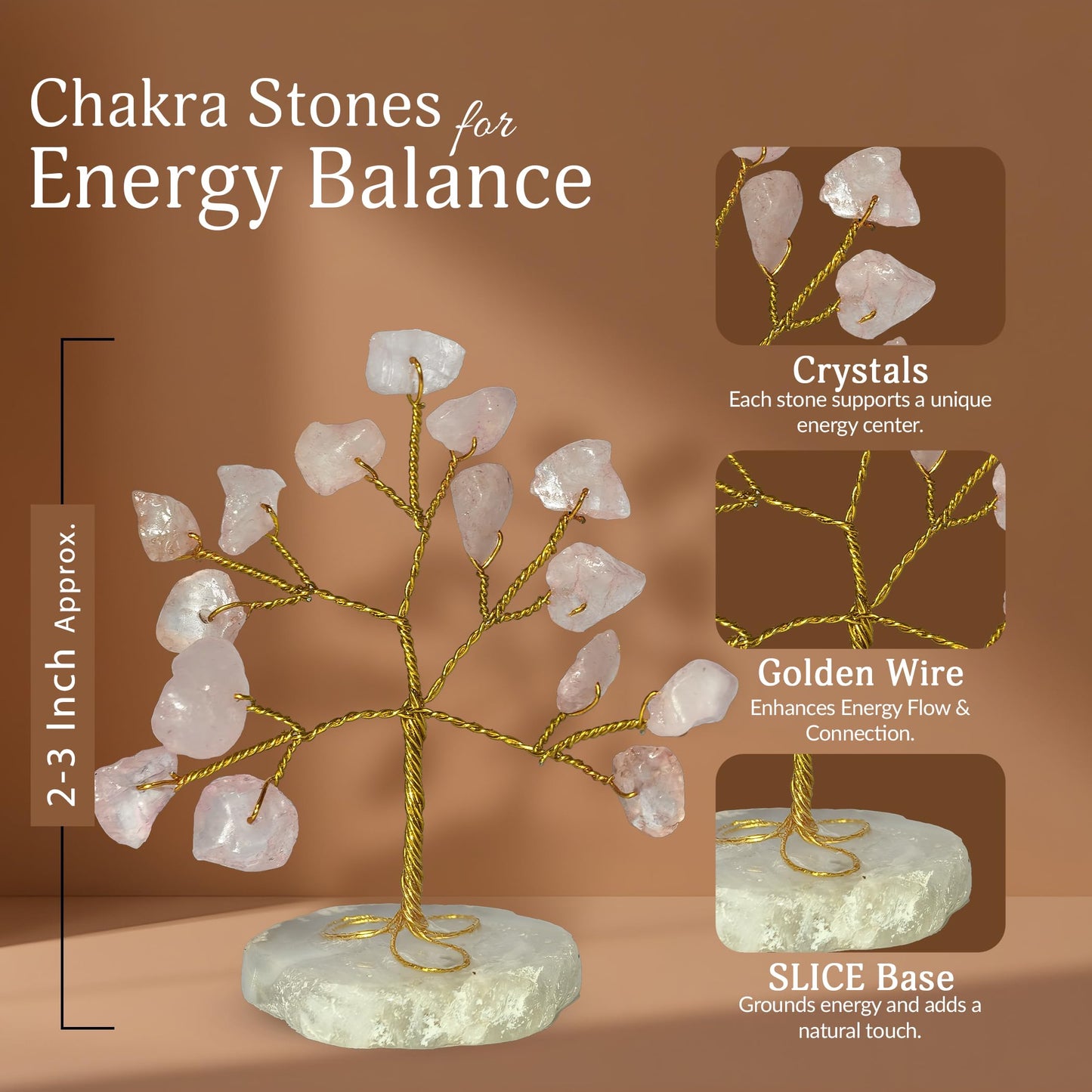 YATSKIA Chakra Crystals Tree, Birthday Gift For Women, Gemstones And Crystals, Natural Crystal Gemstone Tree, Crystal Home Decor, Mom Birthday Gifts, Feng Shui, Reiki Gift (Set Of 12 Slice Base Trees)