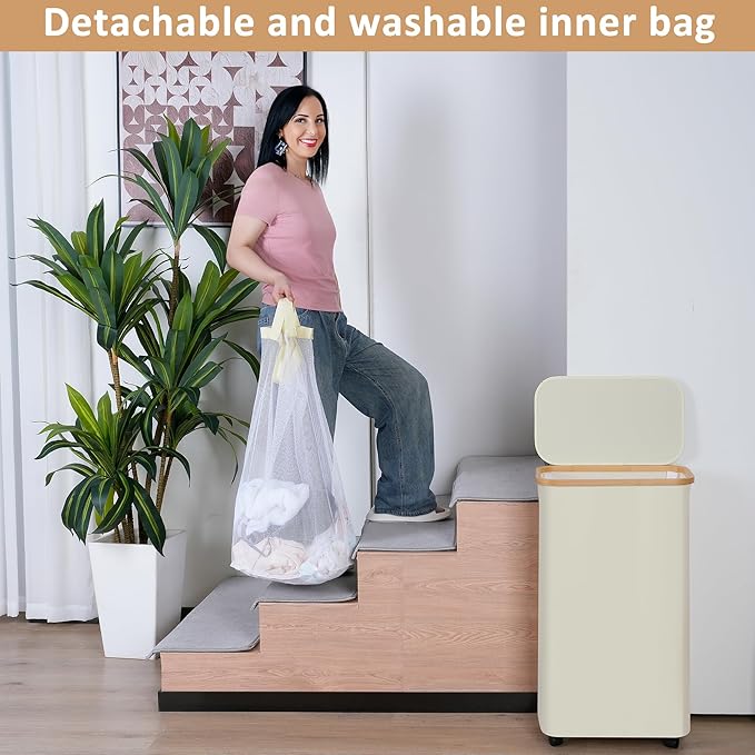 Laundry Basket with Lid, Large Laundry Hamper with Handle and Lid, Collapsible