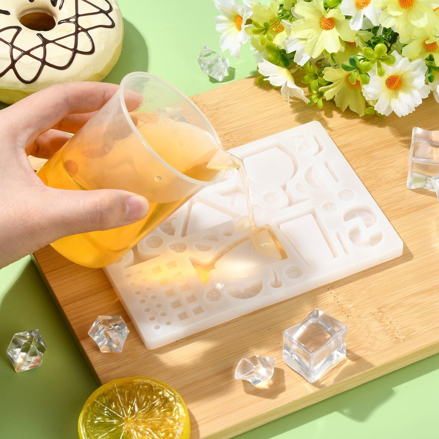 Gythara Summer Drink Theme Silicone Molds Beach Cocktail Fruit Ice Molds for DIY Party Ice Epoxy Resin Plaster Casting Soap Craft Making Decor