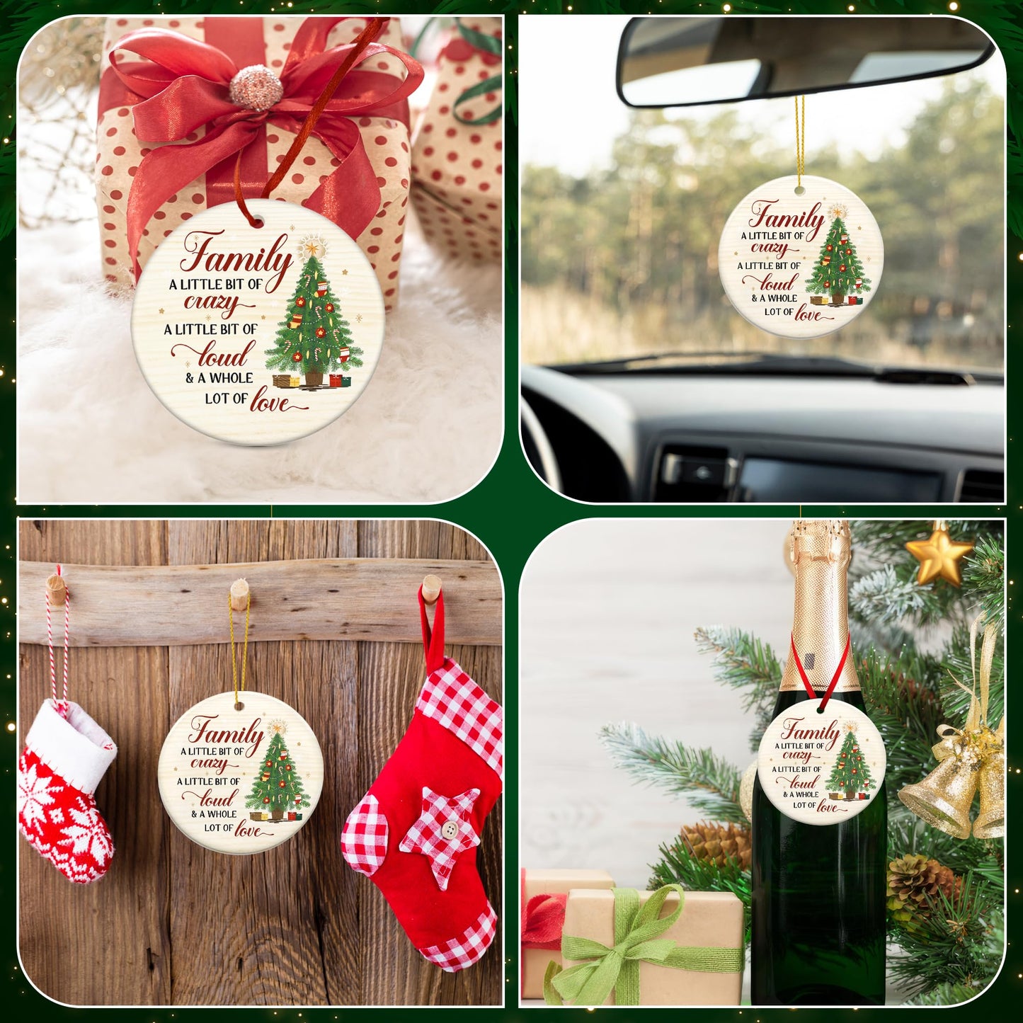 WRAPIX Christmas Ornament Gifts for Women Men - Ceramic Christmas Ornaments 2025 with Card for Tree Decorations - Family Birthday Stocking Stuffers Gifts for Mom Dad, Sister Brother, Grandma Grandpa