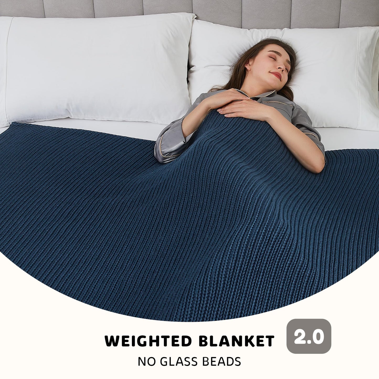 L'AGRATY Knitted Weighted Blanket - 48"x72" 12lbs Cooling Chunky Knit Heavy Blanket for Adults Braided Crochet Throw Thick Cable Yarn Knit Decorative Blanket No Beads Evenly Weighted Machine Washable