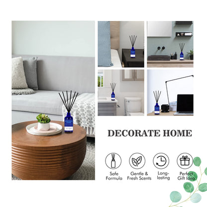 Reed Diffusers Set, 3.7 Oz Scent Diffuser, 6 Reed Diffuser Sticks, Home Fragrance Hyacinth, Peony & Citrus, Aromatherapy Oil Diffuser Reeds, More Masculine Scent, Bathroom & Office Decor 110ml