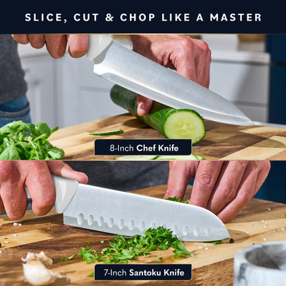 Home Hero Kitchen Knife Set with Sharpener - High Carbon Stainless Steel Knife Block Set with Ergonomic Handles (20 Pcs - Acrylic Black)