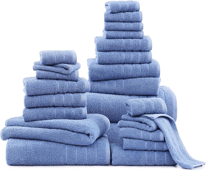 Casa Platino 100% Cotton Bathroom Towels Set – 24 Pc Family Pack – Soft &