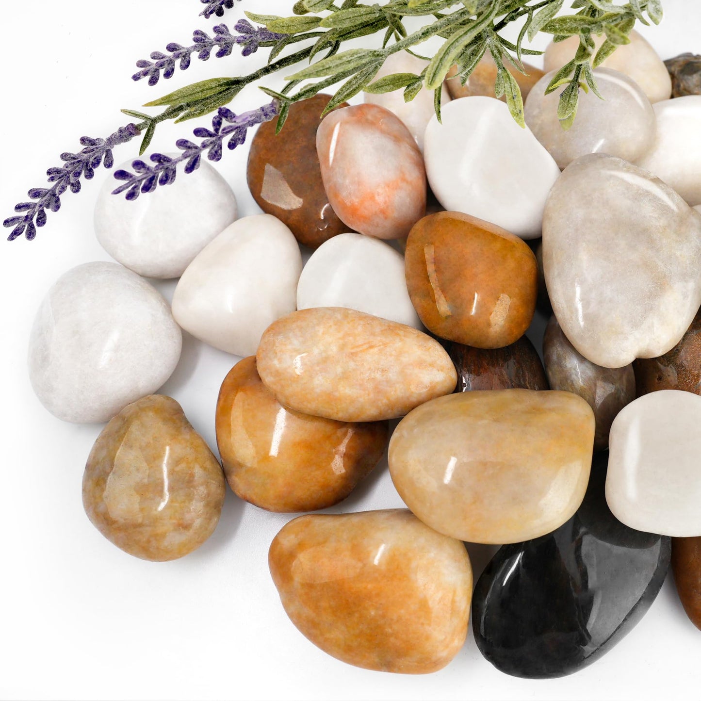 BIOMAND 4lb Mix River Rocks for Plants, 1-3 Inch Pebbles for Indoor Plants, Polished Garden Rocks Outdoor Landscaping, Decorative Stones for Vases, Succulents, Aquarium, Walkways