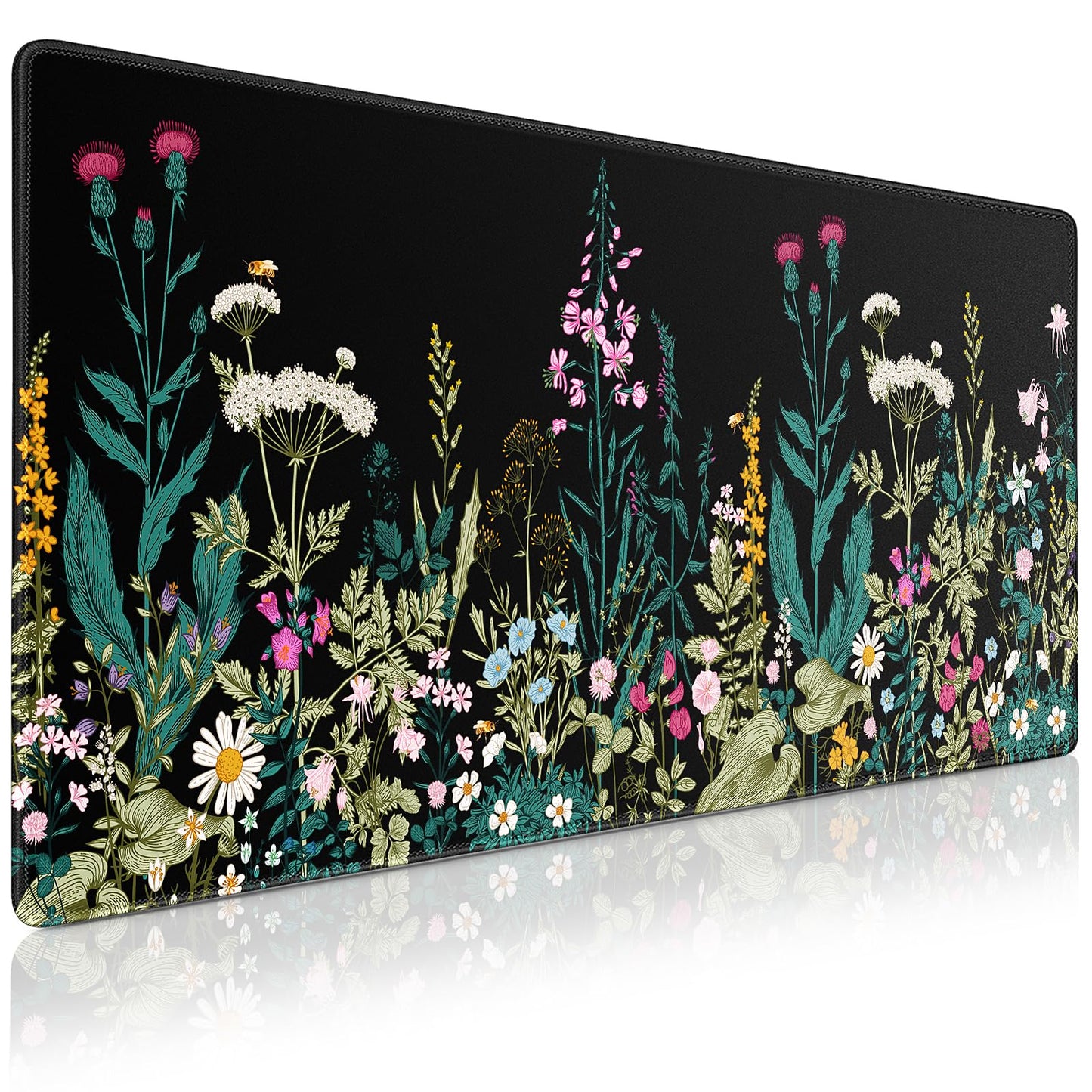 Acezeek Large Mouse Mat,Gaming Mouse Pad,900X400mm(35.4X15.7in) XXL Mousepad,Desk Protector Mat with Anti-Slip Base,Waterproof&Durable Mousemat for Gaming,Office,Home(Flowers & Plants)