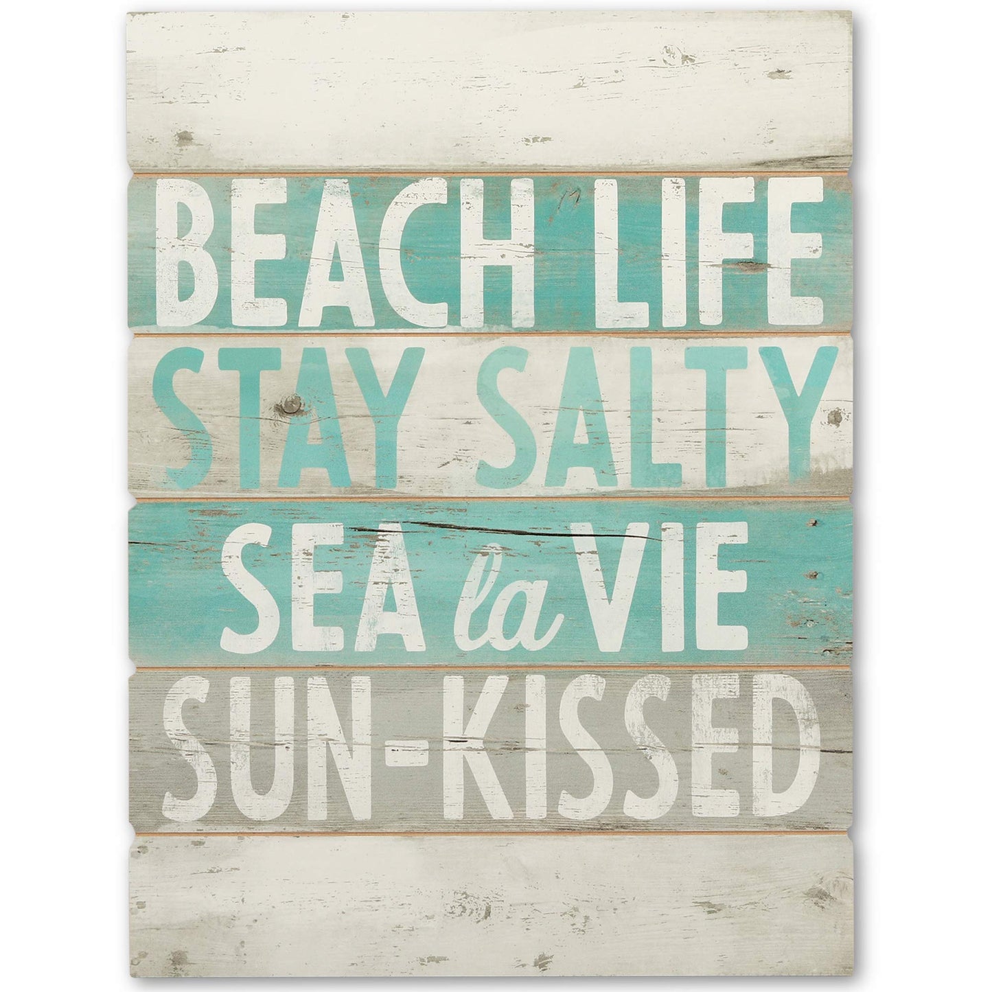 Open Road Brands Beach Life Wood Wall Decor - Distressed Planked Wood Beach Sign For Living Room or Bedroom