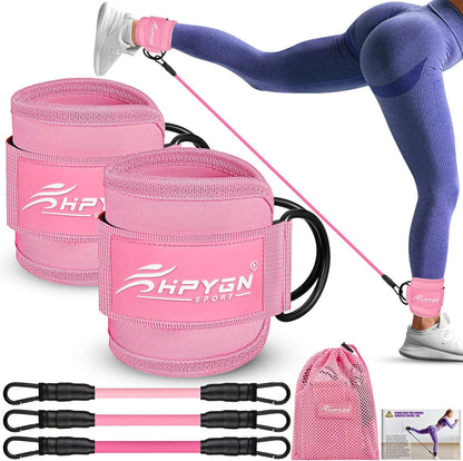 HPYGN Ankle Resistance Bands, Ankle Bands for Working Out, Leg Glutes Training Workout Equipment for Women, Exercise Bands with Cuffs, Kick Back Ankle Strap Set for Home Gym
