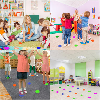 TuXHui Poly Spots Spot Markers for Gym Floor 4.72inch 24 Pcs Non-Slip Rubber Floor Dots Round Agility Markers Flat Cones for Sports Soccer Basketball PE Training, Dance, Classroom