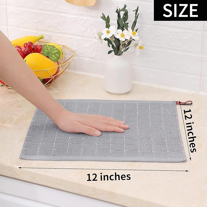 Homaxy 100% Cotton Terry Kitchen Dish Cloths, Ultra Soft and Absorbent Dish