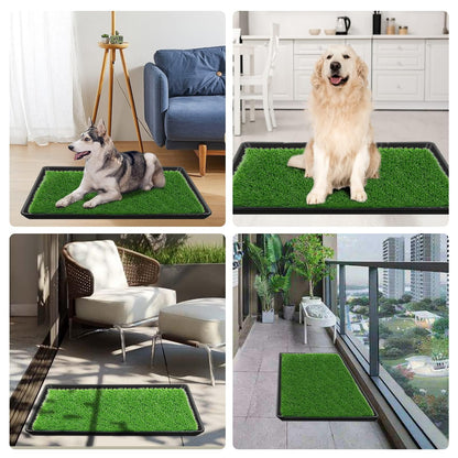 STARROAD-TIM 60X90 CM Dog Grass Pad with Tray for Indoor/Outdoor Large Dog Potty Training Reusable Dog Training Pads with tray Grass Pee Pads for Dogs with Tray is Reusable and Easy to Clean