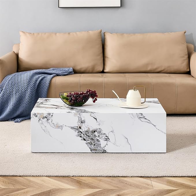 Faux Marble Coffee Table, Rectangle MDF Coffee Tables