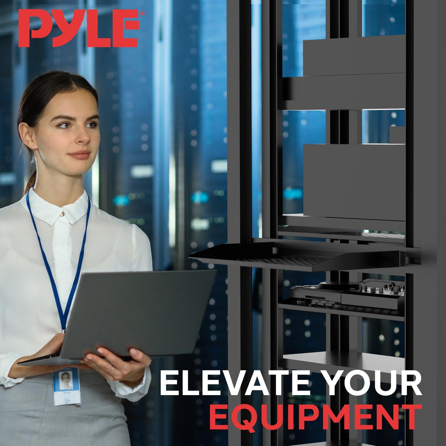 Pyle 2-Pc 1U Server Rack Shelf, Vented Shelves for Good Air Circulation, Cantilever Mount, Wall Mount Rack, Universal Device, Cabinet Shelf, Computer Case Mounting Tray, Black
