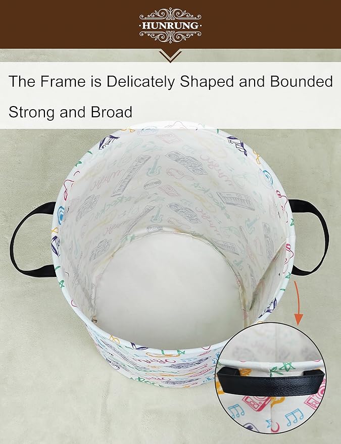 HUNRUNG Laundry Hamper, Large Canvas Fabric Lightweight Storage Basket Toy