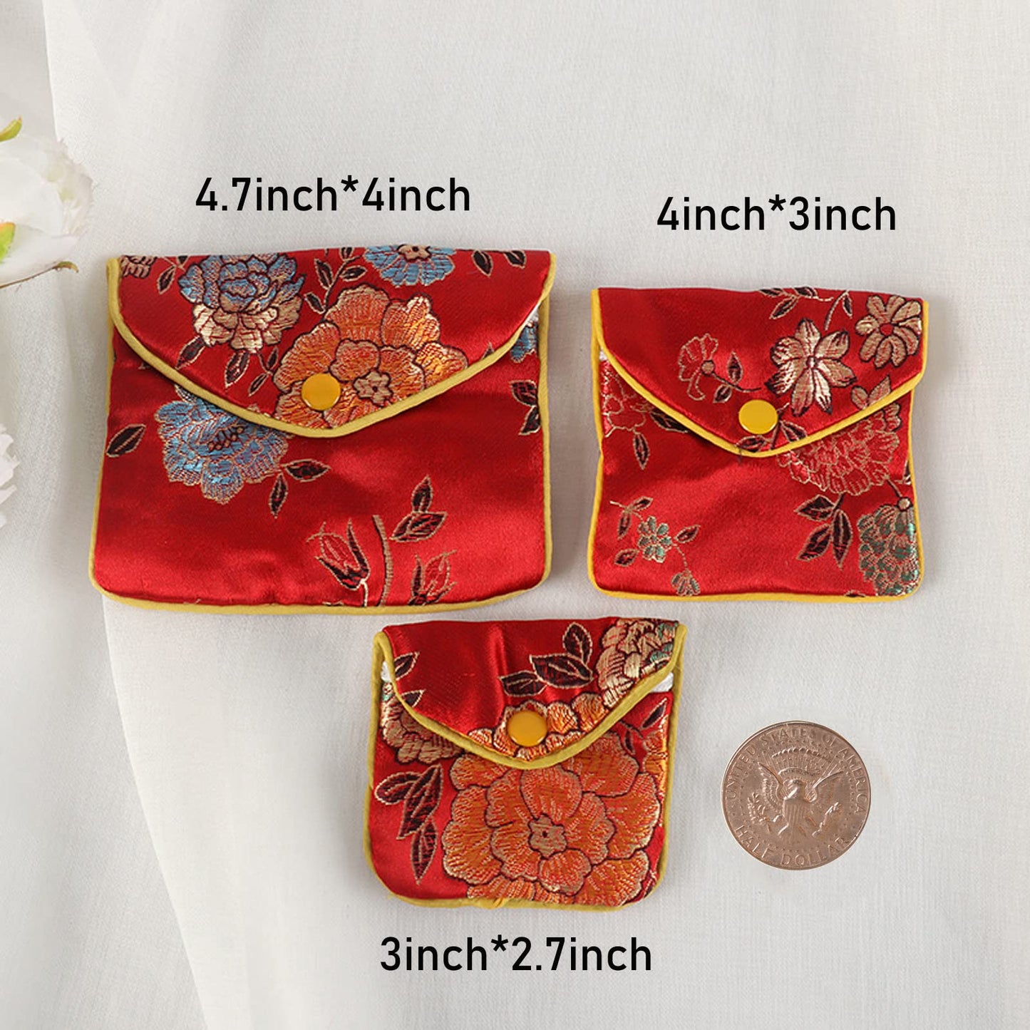 Baitaihem 15 Pack Jewelry Purse Pouch Gift Bags Chinese Silk Style Brocade Embroidered Bag,Multiple Colors(Small)