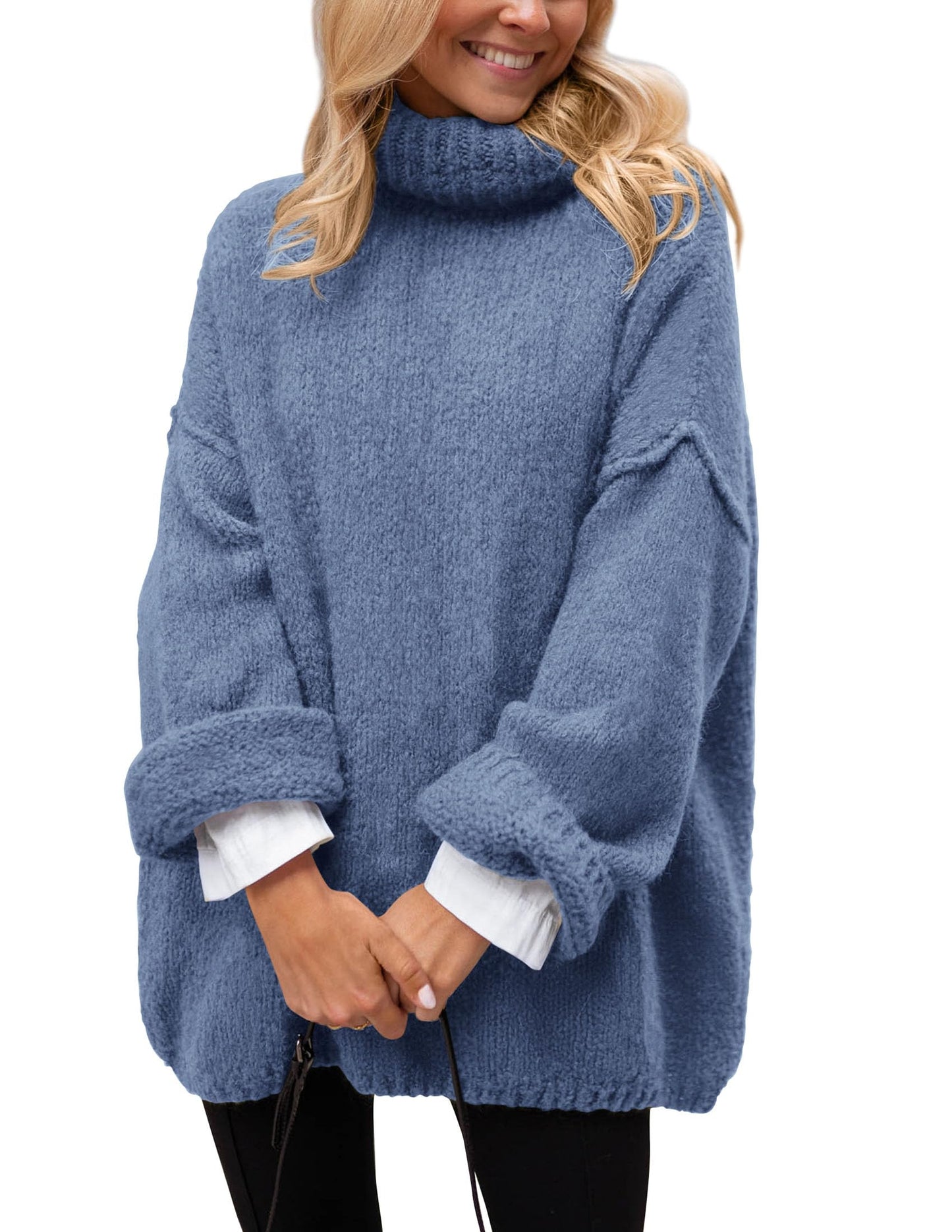 PRETTYGARDEN Oversized Sweaters for Women 2025 Chunky Turtleneck Sweater Fall Clothes Long Sleeve Tops Winter Clothing