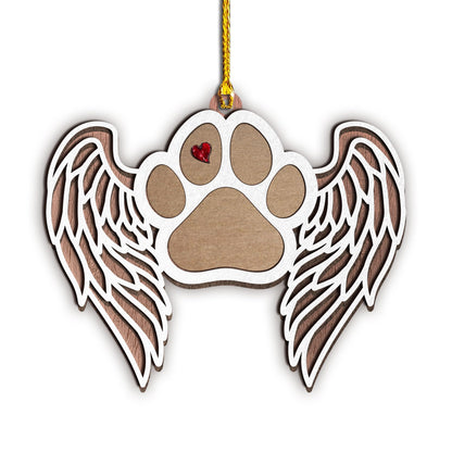 Personalized Dog Memorial Ornament - Angel Wings Pet Paw Print Decoration - Personalize with Your Dog's Name Or Message Using a Marker (Marker not Included)