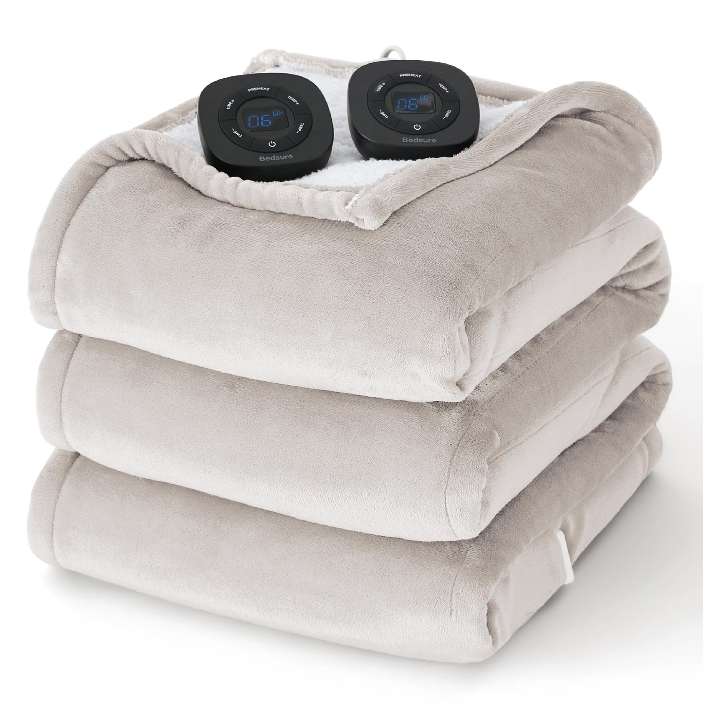 Bedsure Electric Blanket King Size - Dual Control Heated Blanket King Size, Fast Heating with 10 Time Settings & 10 Heat Settings, Warm Gift for Grandma (100x90 inches, Grey)