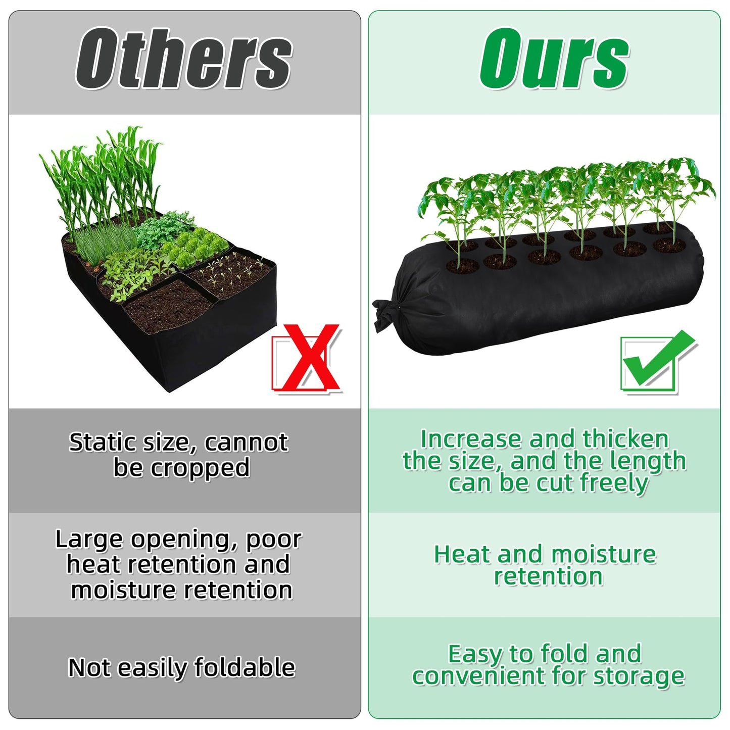 Bylion 10x10'' 32 ft Large Plant Grow Bags - Fabric Garden Bags - Fabric Planting Bed, Tubular Garden Bag Free Cutting of Planting Bags for Outdoor Indoor Vegetables Plant Flowers