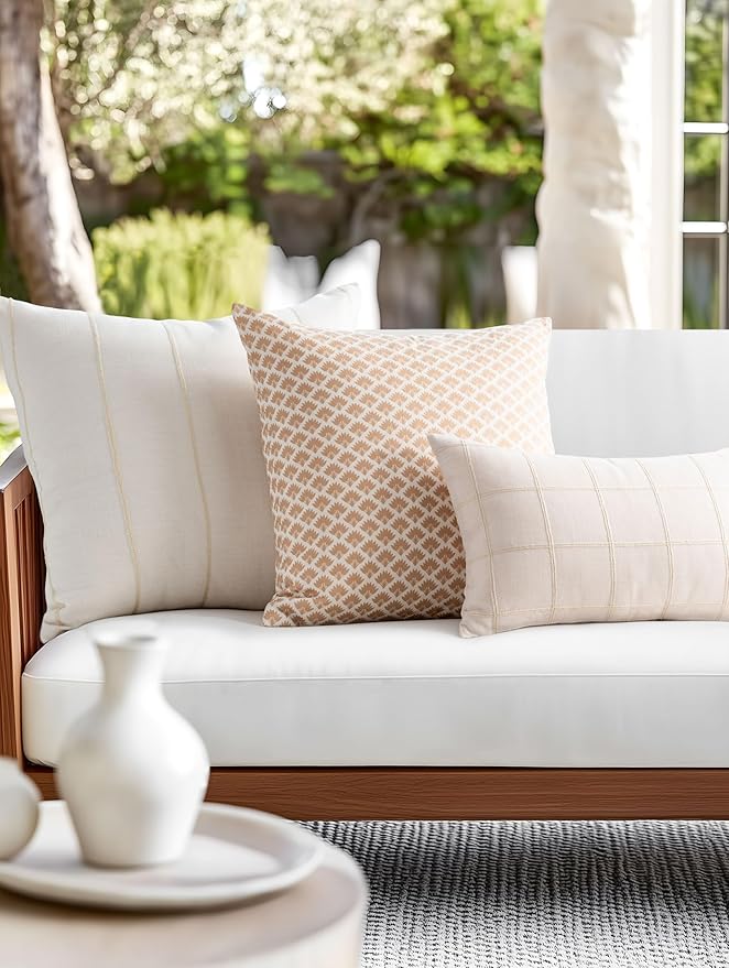 Crumbs Home Modern Farmhouse Fall Linen Indoor Outdoor Throw Pillow Cover Only