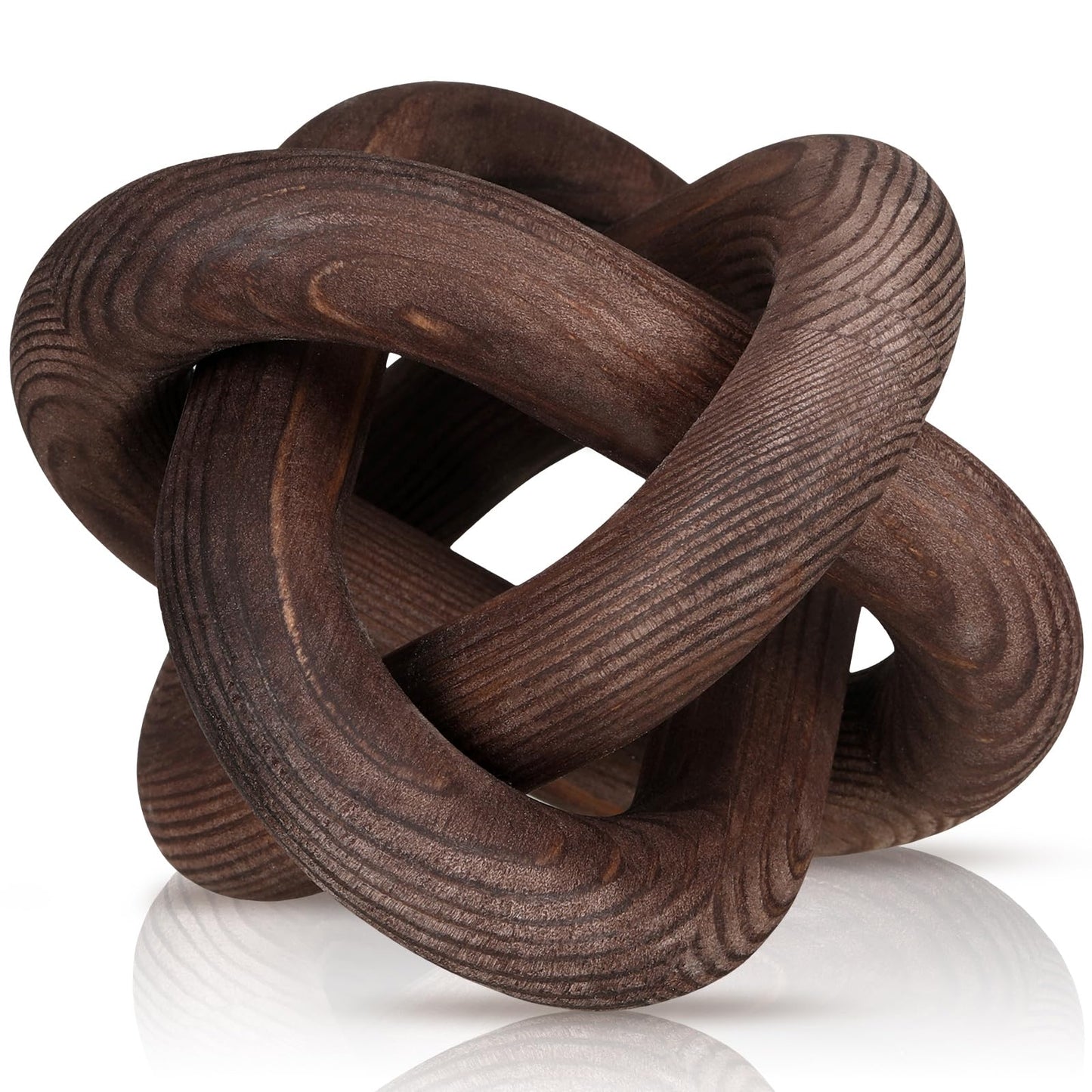 Yalikop 3 Link Wood Knot Decor Rustic Home Décor Accents Hand Carved Coffee Table Decoration, Boho Chain Link Decoration, Modern Shelf, Rustic Objects for Home Living Room Bedroom(Black Walnut)