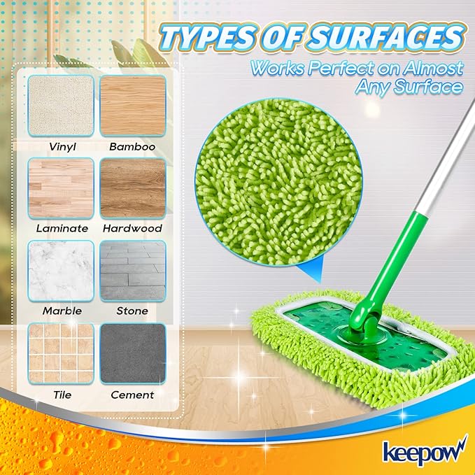 KEEPOW Reusable Dry Sweeping/Wet Mopping Cloths Compatible