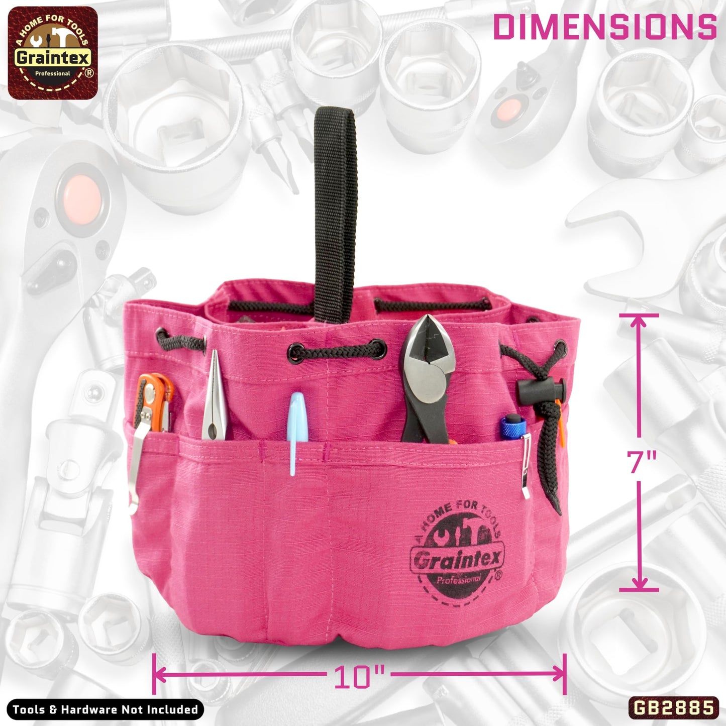 Graintex 18 Pockets Grab Bag Rip-stop Canvas Drawstring Closure, Small Part Organizer Pouch, Small Tools, Screws, Parts, Parachute Tool Bag for Efficient Storage - Pink