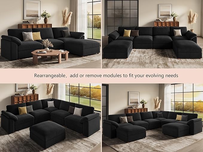 EASE MOOSE Sectional Modular Sofa, Comfty 3 Seat Cloud Couch, FSC Certified
