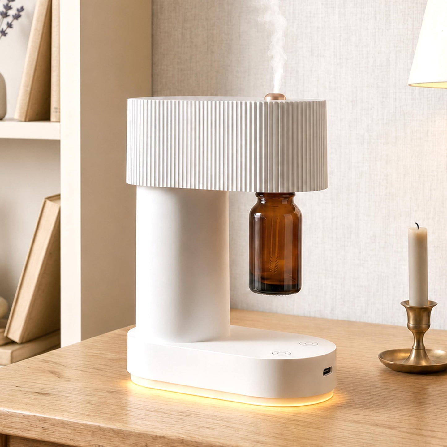ROMONTI Waterless Essential Oil Diffuser Cordless Nebulizing Aroma Diffuser Whisper-Quiet 38dB USB-C Rechargeable Sculptural Korean Design Fits 10ml & 15ml Bottles Compact for Bedroom Office Spa