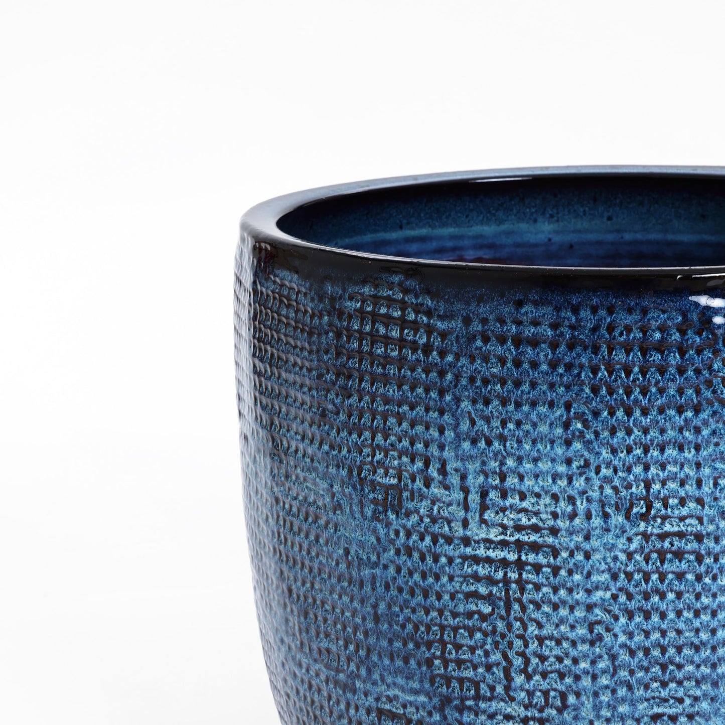 LuxenHome 15.75" Dia Large Ceramic Pots for Plants, Teal Blue Glazed Planters for Outdoor Plants, Round Indoor Flower Pots with Drainage Hole and Rubber Plug for Home Garden Patio