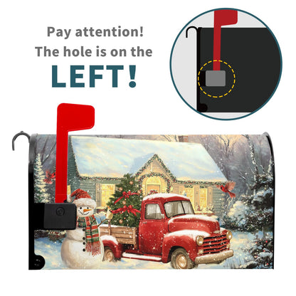 Winter Mailbox Covers Magnetic Standard Size 21 x 18 Inch Christmas Snowman Truck Farmhouse Mailbox Wraps Post Letter Box Cover for Garden Yard Xmas Holiday Home Decor