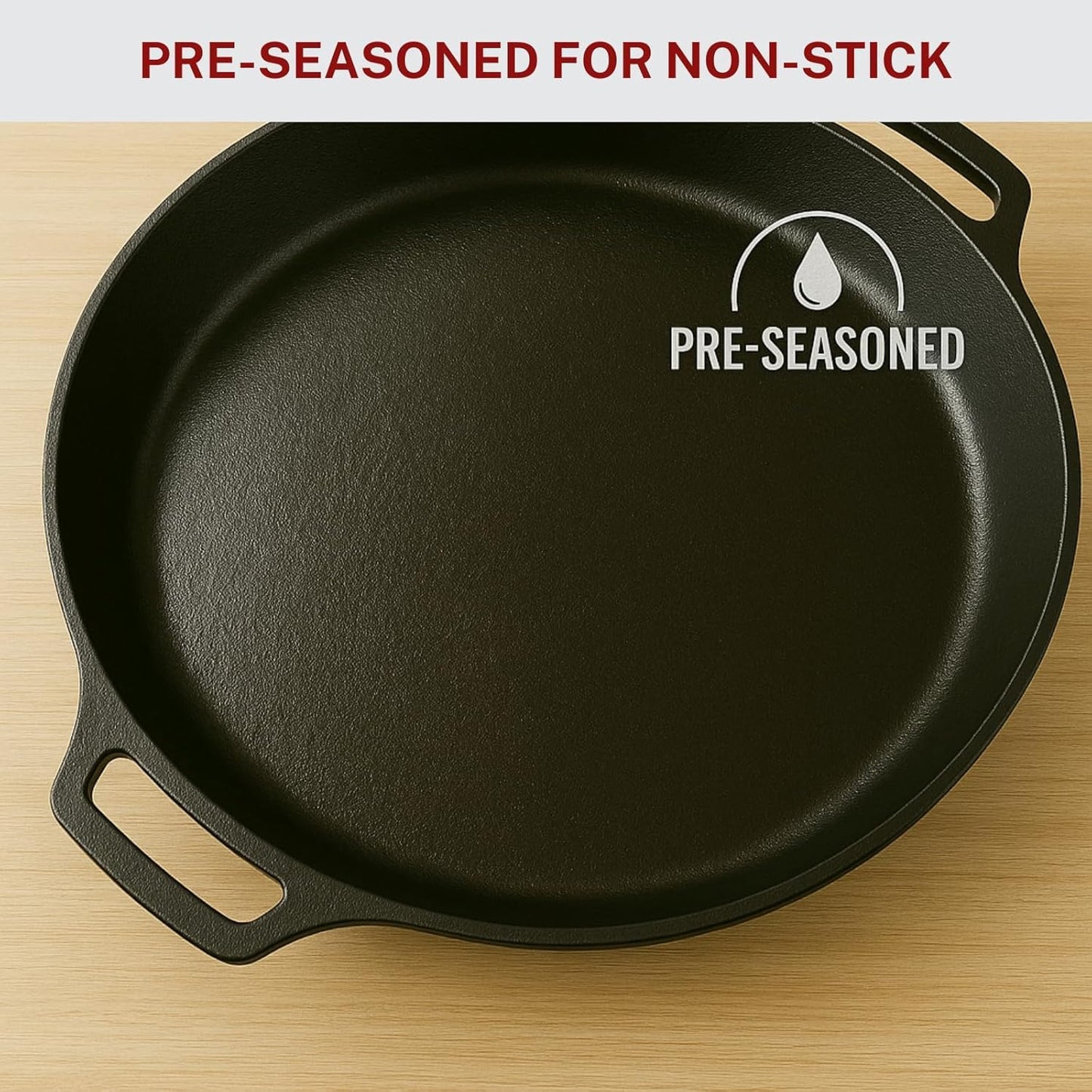 Colenza Large Cast Iron Skillet 20 Inch with Lid, Pre Seasoned Cast Iron Skillet for Cooking & Frying – XL Heavy Duty Pan with Dual Handles and – Ideal for Grill, Oven, Stove, Campfire Use