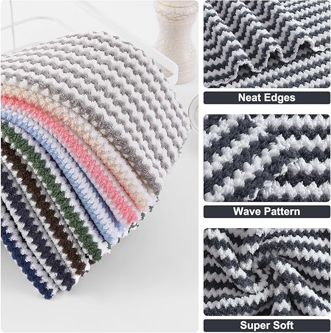 Homaxy 18 Pack Kitchen Dish Cloths, Ultra Soft and Absorbent Dish Towels