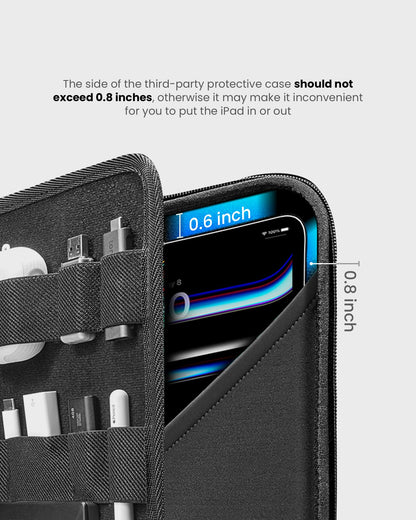 tomtoc Portfolio Tablet Case for 13 Inch iPad Pro M4 & iPad Air M3/M2 2025-2024, 12.9" iPad Pro, Protective Sleeve with Accessories Pocket, Carrying Storage Bag for Apple Pencil/Adapter/Magic Keyboard