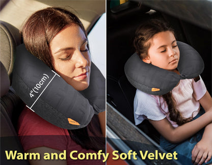 TREKOLOGY Inflatable Neck Pillow for Travel, Blow Up Neck Pillow for Travel with Removable Cover