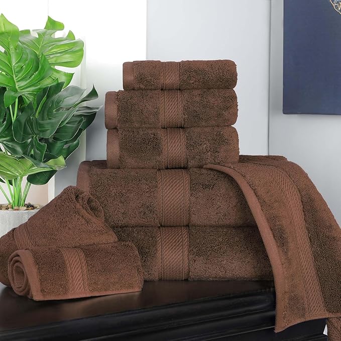 SUPERIOR Egyptian Cotton Pile 8 Piece Towel Set, Includes 2 Bath, 2 Hand