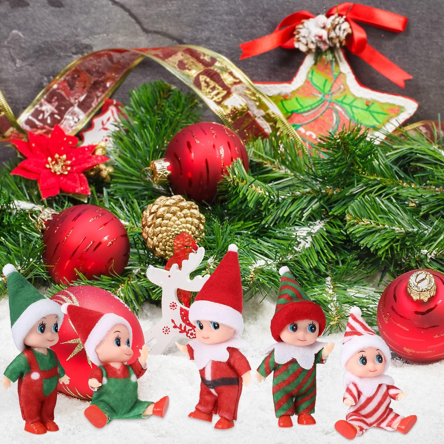 Sumind 11 Pieces Christmas Tiny Doll Plush Toys Baby Plush Dolls Novelty Toys Accessories for Little Girls Boys Holiday Christmas Easter New Year Decorations(Cute Style)