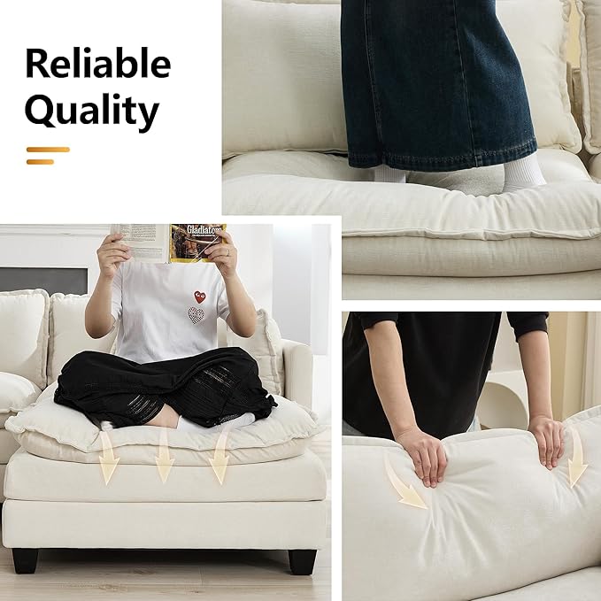 113'' V Shaped Cloud Sectional Sofa, Oversized Deep Seat Couches