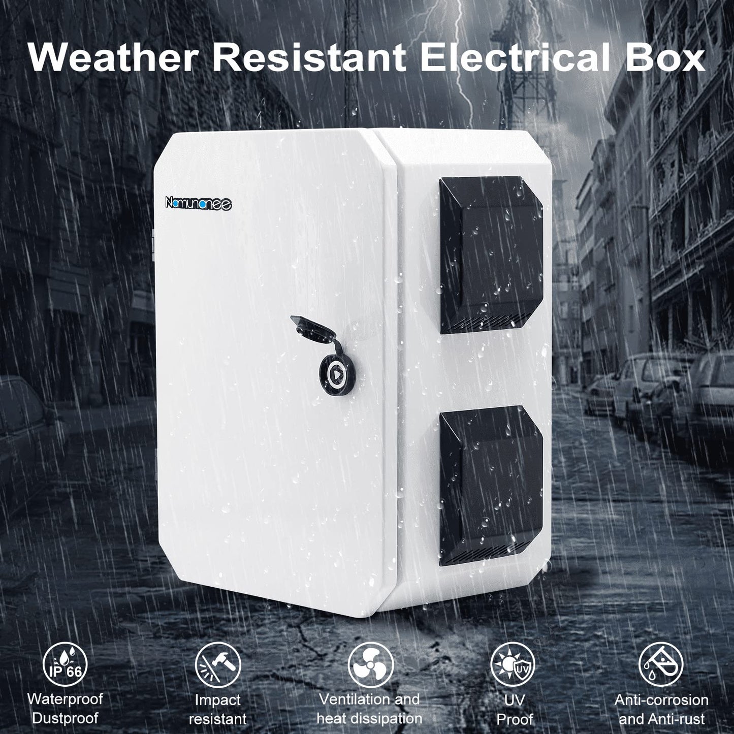 Outdoor Electrical Box, Cold-Rolled Steel Plate, Aluminum Alloy Back Beam, One-Piece Ventilation Design, IP65 Waterproof, Wall/Pole Mounted (15.7" x 11.8" x 7.9")