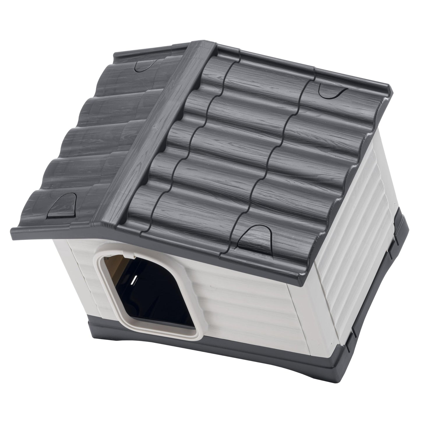 Ferplast Dog Kennel Outdoor DOGVILLA 60 SE, Dog House, Dog Kennel, Draining Bottom, Insulating Base, Removable Roof, Ventilation Grille, Recycled Plastic, 58 x 48 xh 44 cm