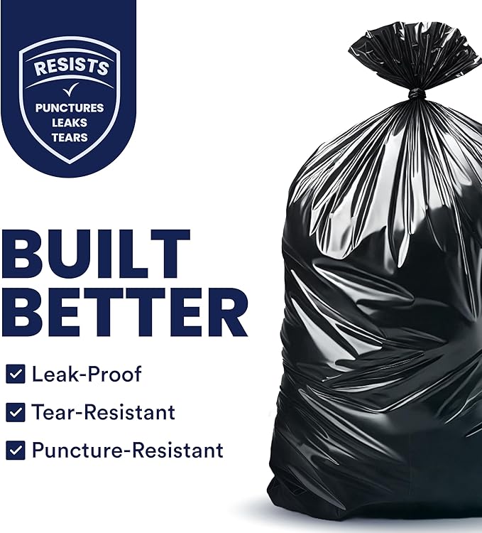 Plasticplace - T55151BK 55-60 gallon Trash Bags │ 1.5 Mil │ Black Heavy Duty
