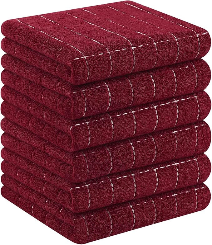Homaxy 100% Cotton Terry Kitchen Towels, Checkered Designed, Soft and Super
