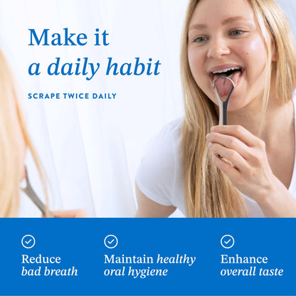 Mouthology Tongue Scraper for Adults (2 Pack), Reduce Bad Breath, Metal Tongue Scraper, Tongue Cleaner, Tongue Scraper, Stainless Steel Tongue Scraper, Tongue Cleaner for Adults, Tongue Scrubber