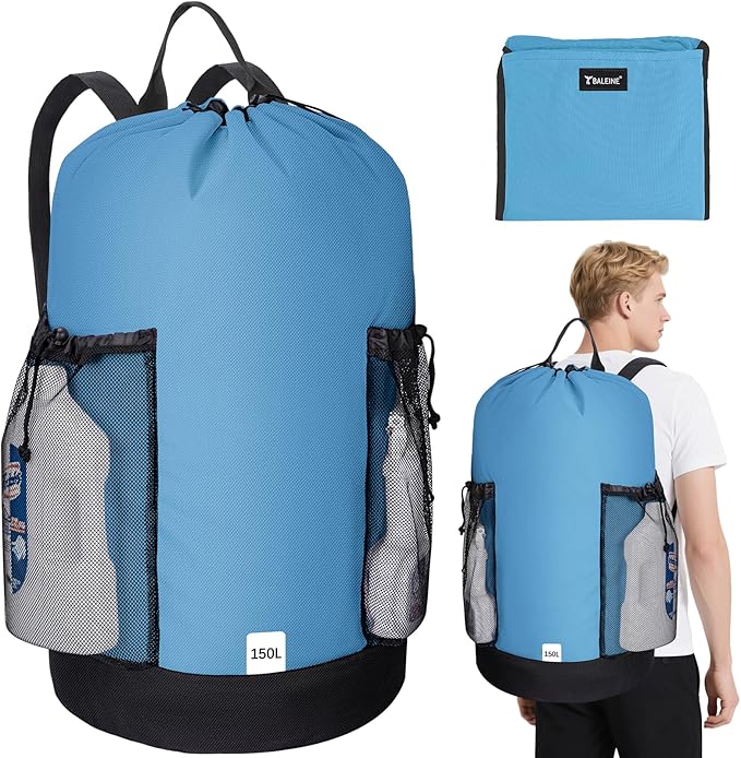 BALEINE 150L Laundry Bag Backpack, 900D Oxford Fabric Large Travel Laundry Bags